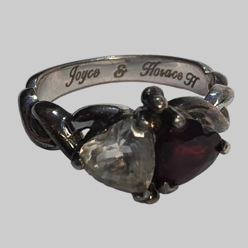 Garnet and CZ 925 Silver Ring Size 7.5