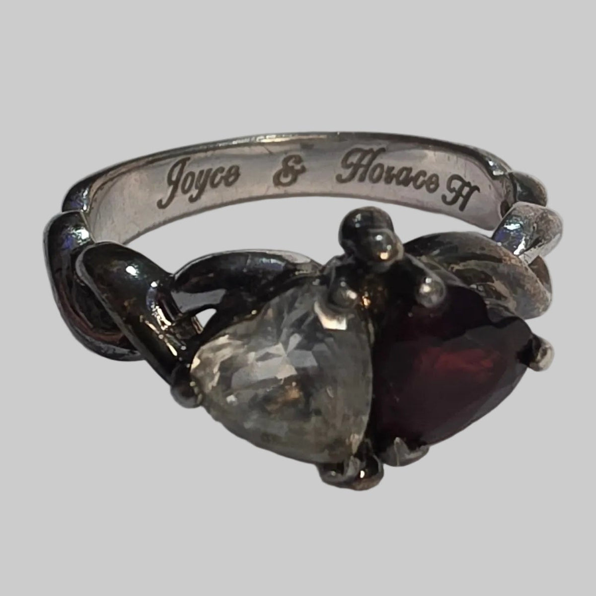 Garnet and CZ 925 Silver Ring Size 7.5
