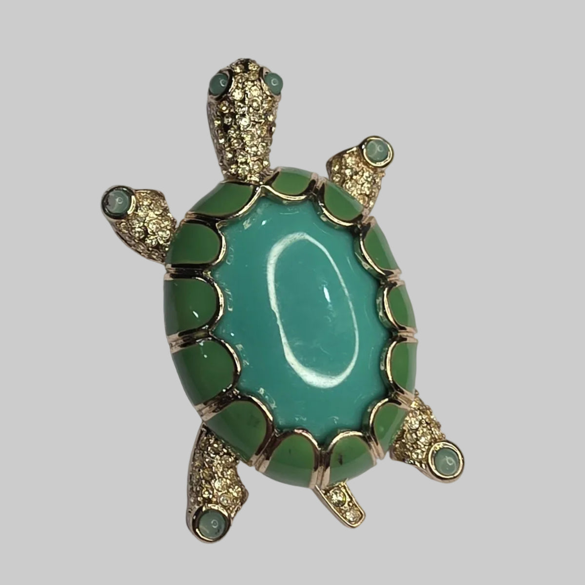 Enamel and Rhinestone Tortoise Brooch