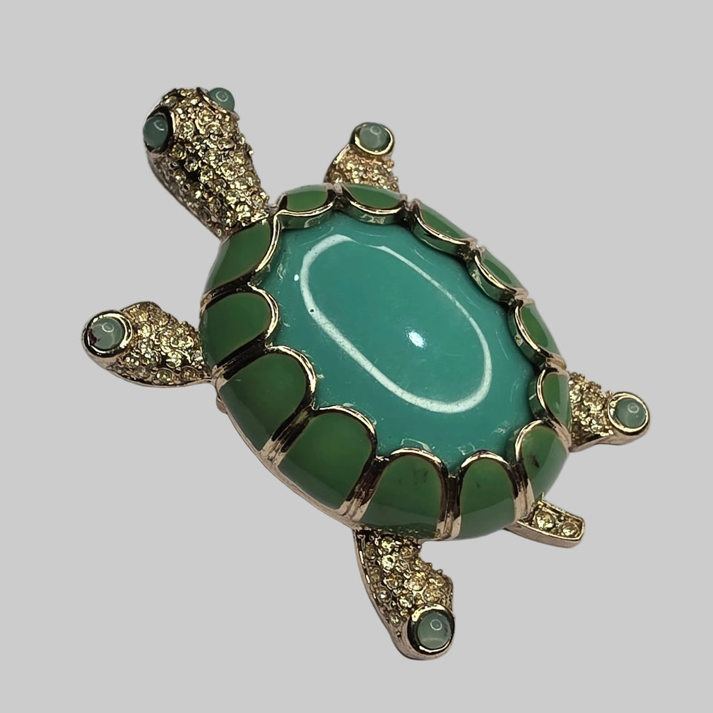 Enamel and Rhinestone Tortoise Brooch