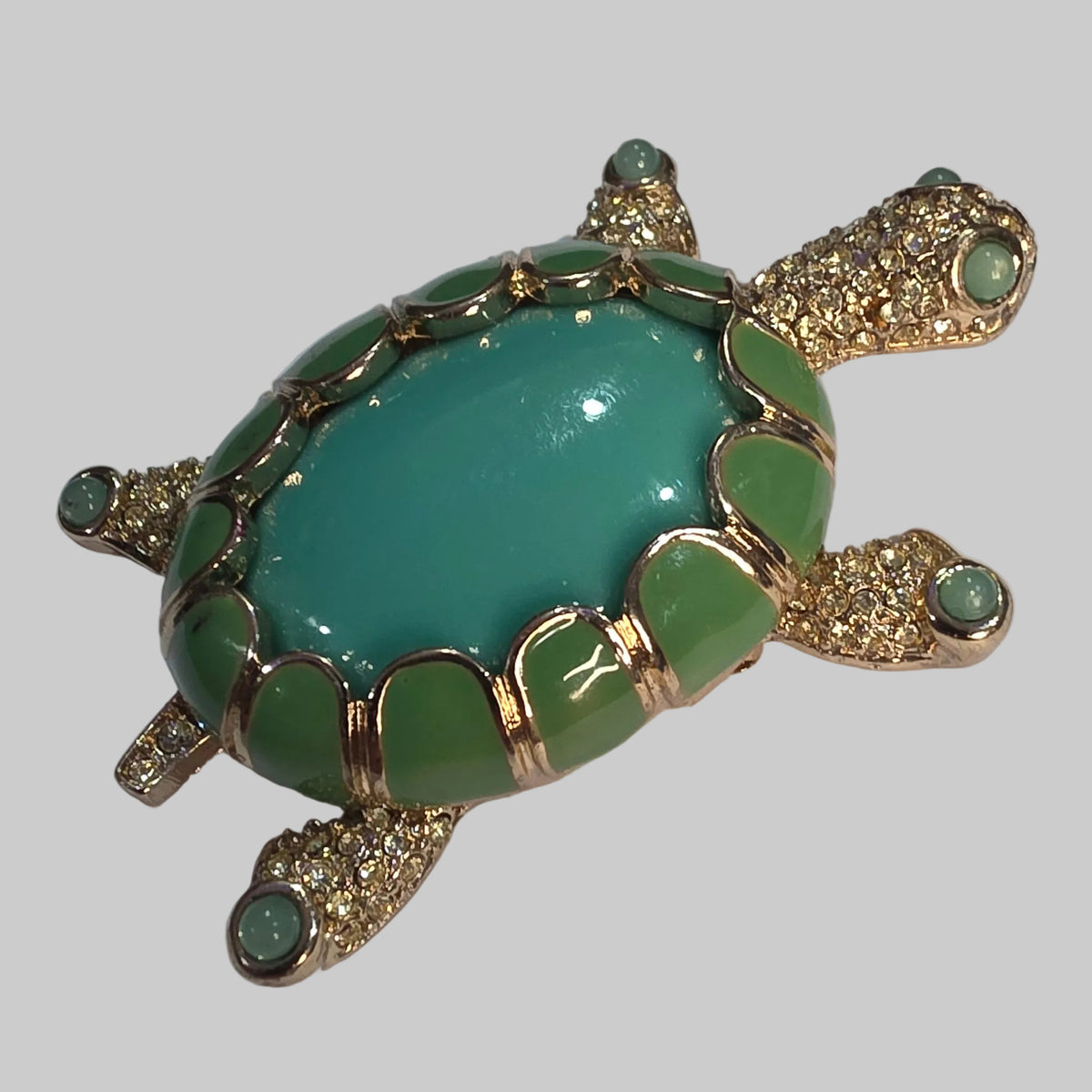 Enamel and Rhinestone Tortoise Brooch