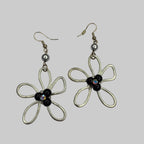 Wire Beaded Flower Earrings
