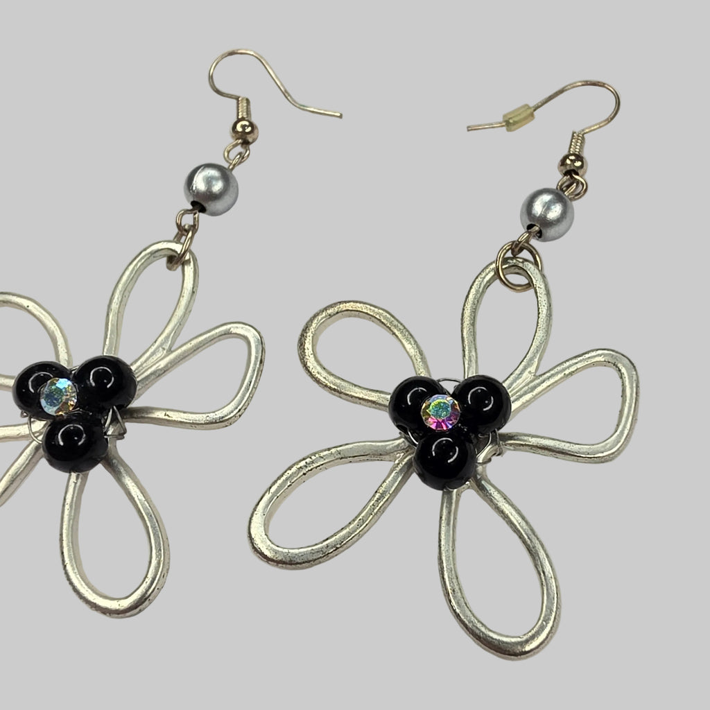 Wire Beaded Flower Earrings