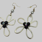 Wire Beaded Flower Earrings