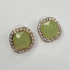 Green Faceted Rhinestone Stud Earrings