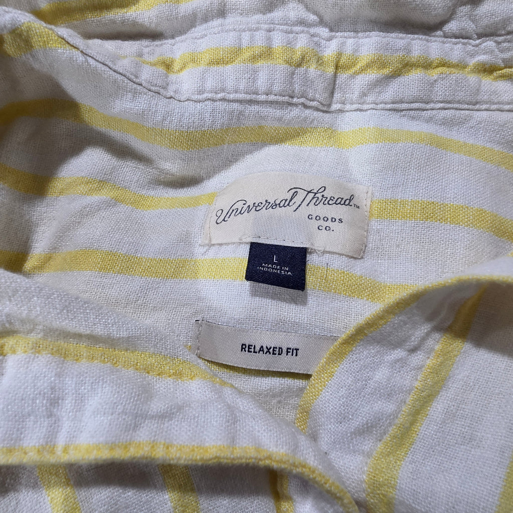 Universal Thread | Relaxed Fit Yellow Striped Linen Blend Button Down