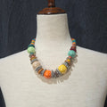 Multicolored Wooden Bead Statement Necklace