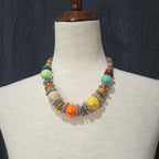 Multicolored Wooden Bead Statement Necklace