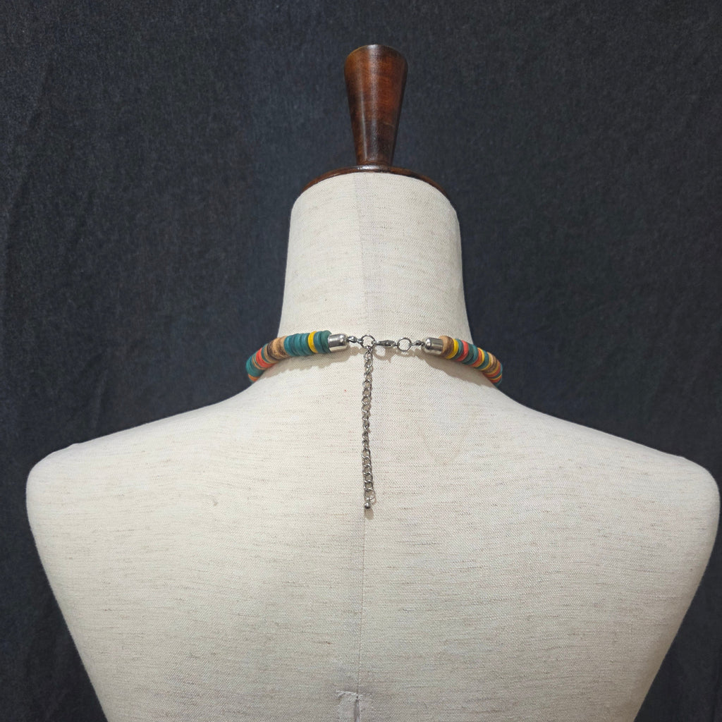 Multicolored Wooden Bead Statement Necklace