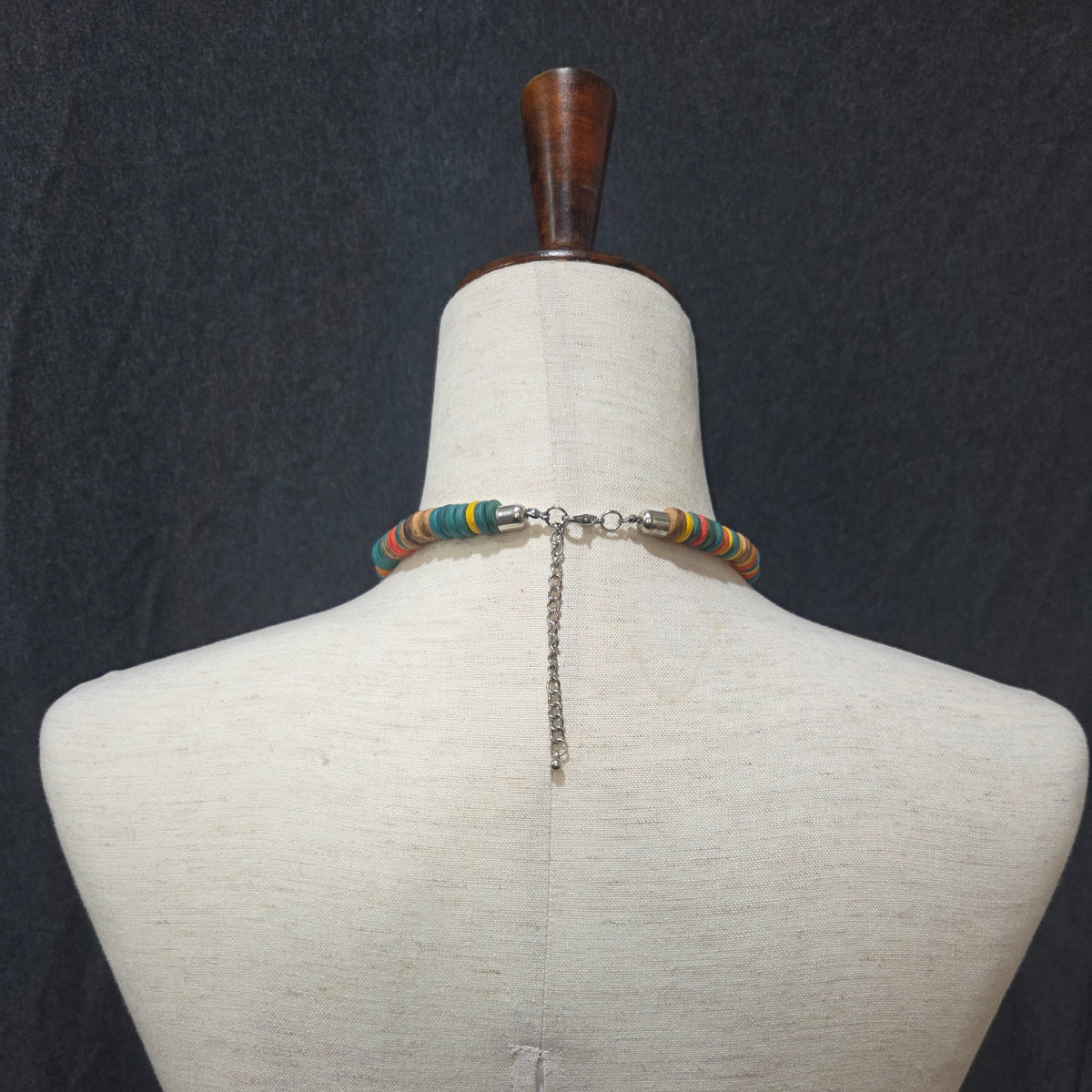 Multicolored Wooden Bead Statement Necklace