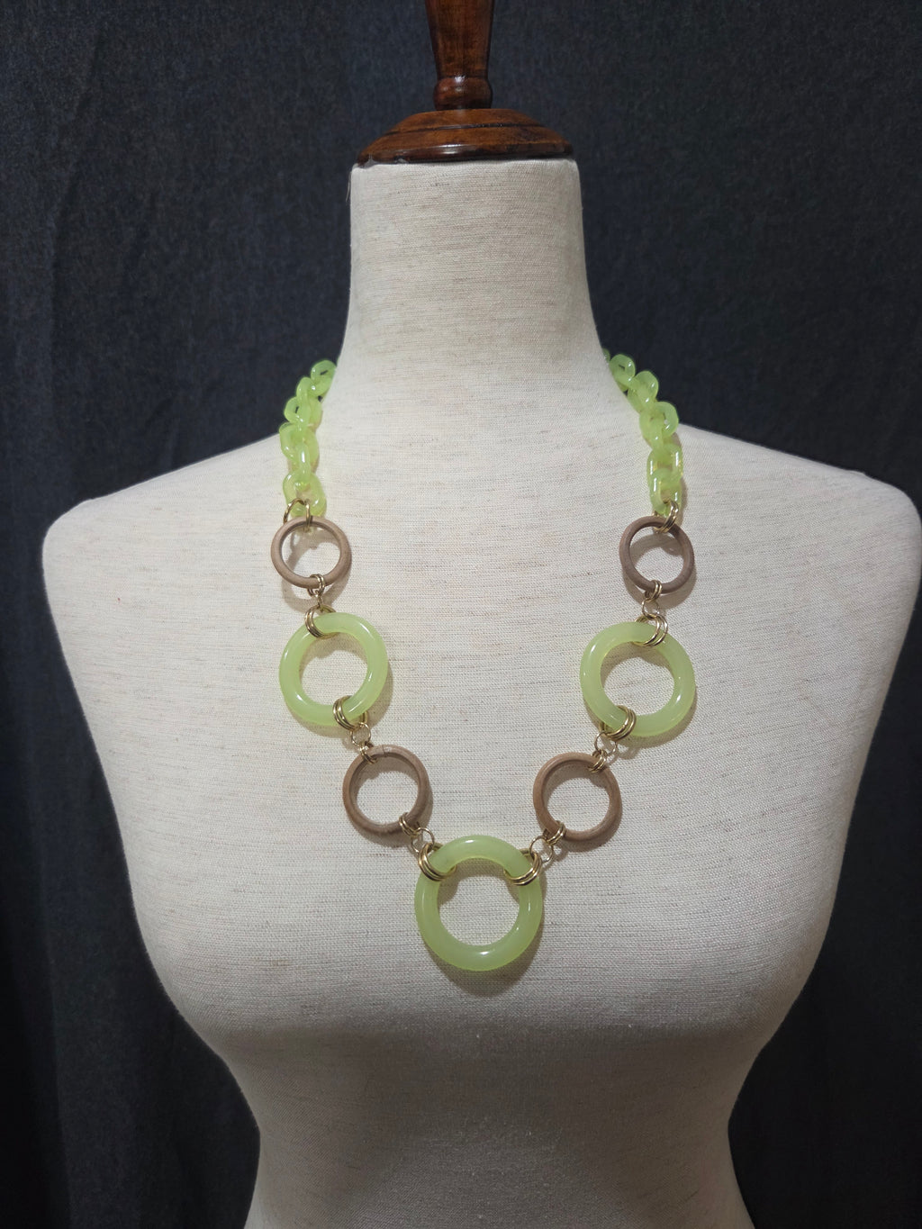 Green and Wood Statement Necklace