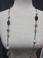Boho Green, Brown, White and Orange Necklace