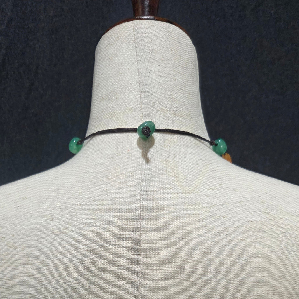 Boho Green, Brown, White and Orange Necklace