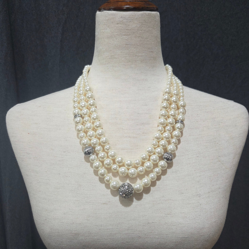 Chico's | 3 Strand Faux Pearl Necklace