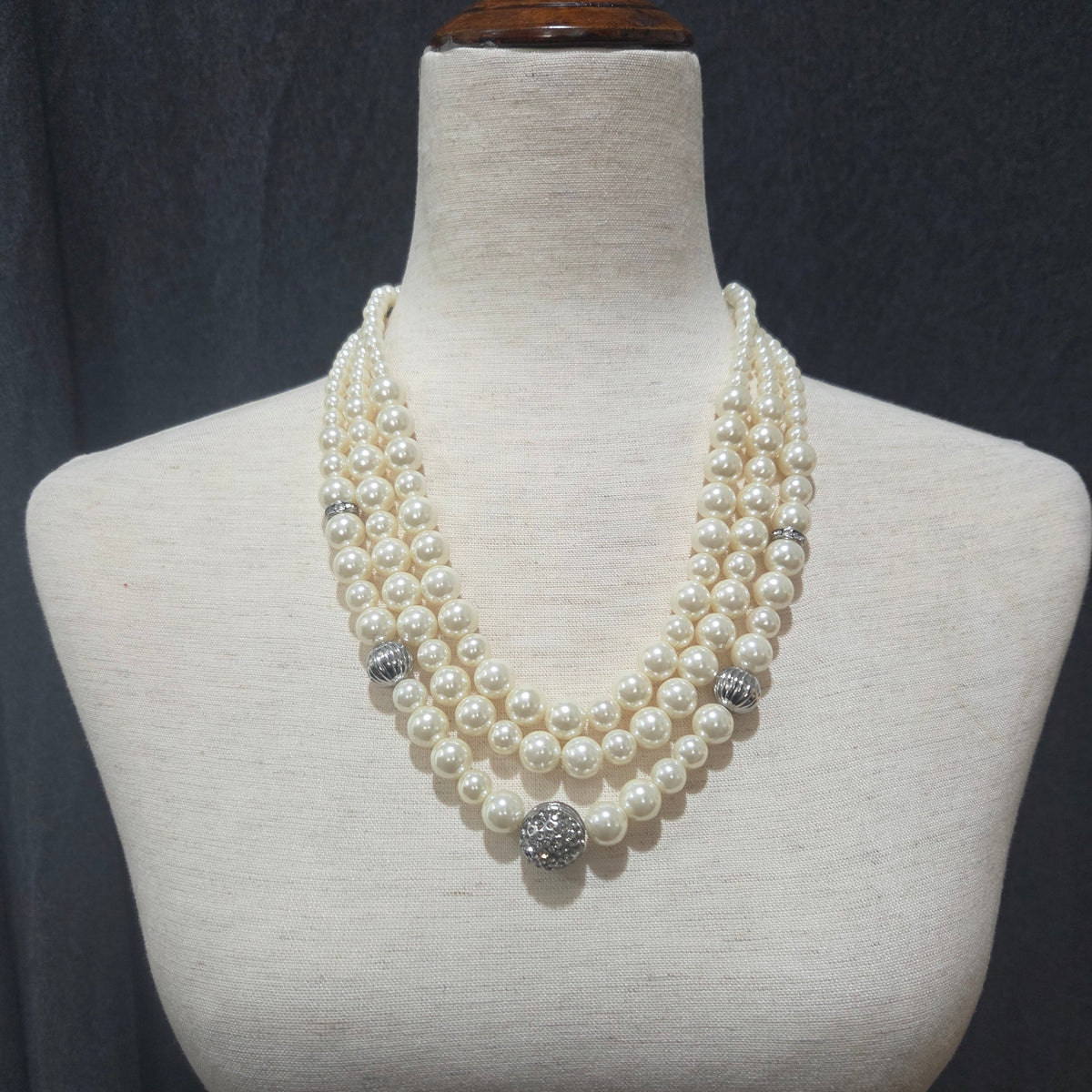 Chico's | 3 Strand Faux Pearl Necklace