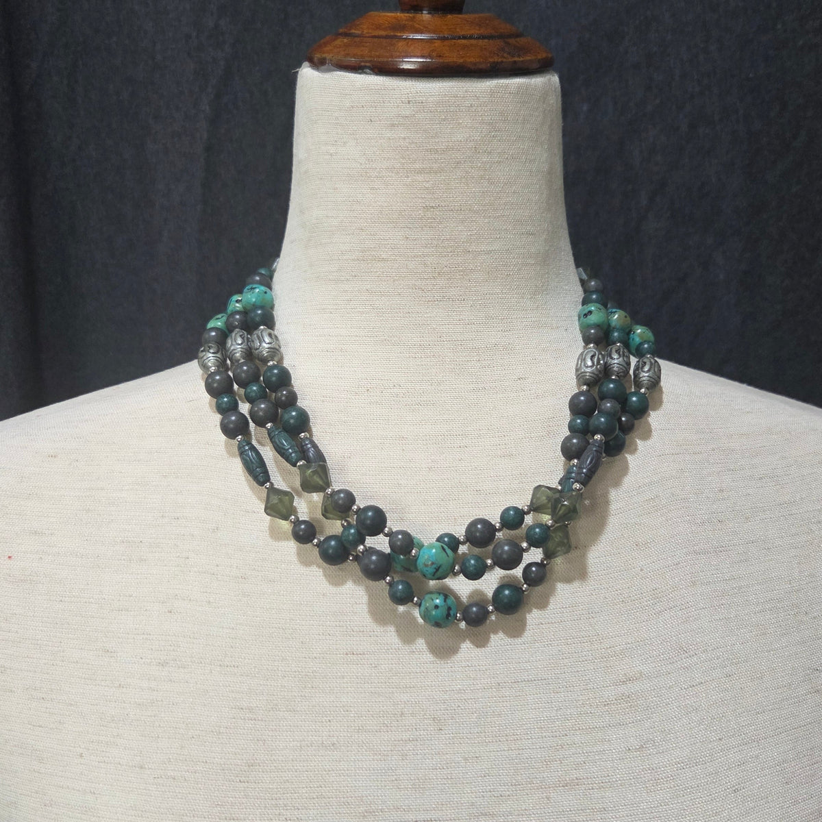 Faux Turquoise Multistrand Necklace