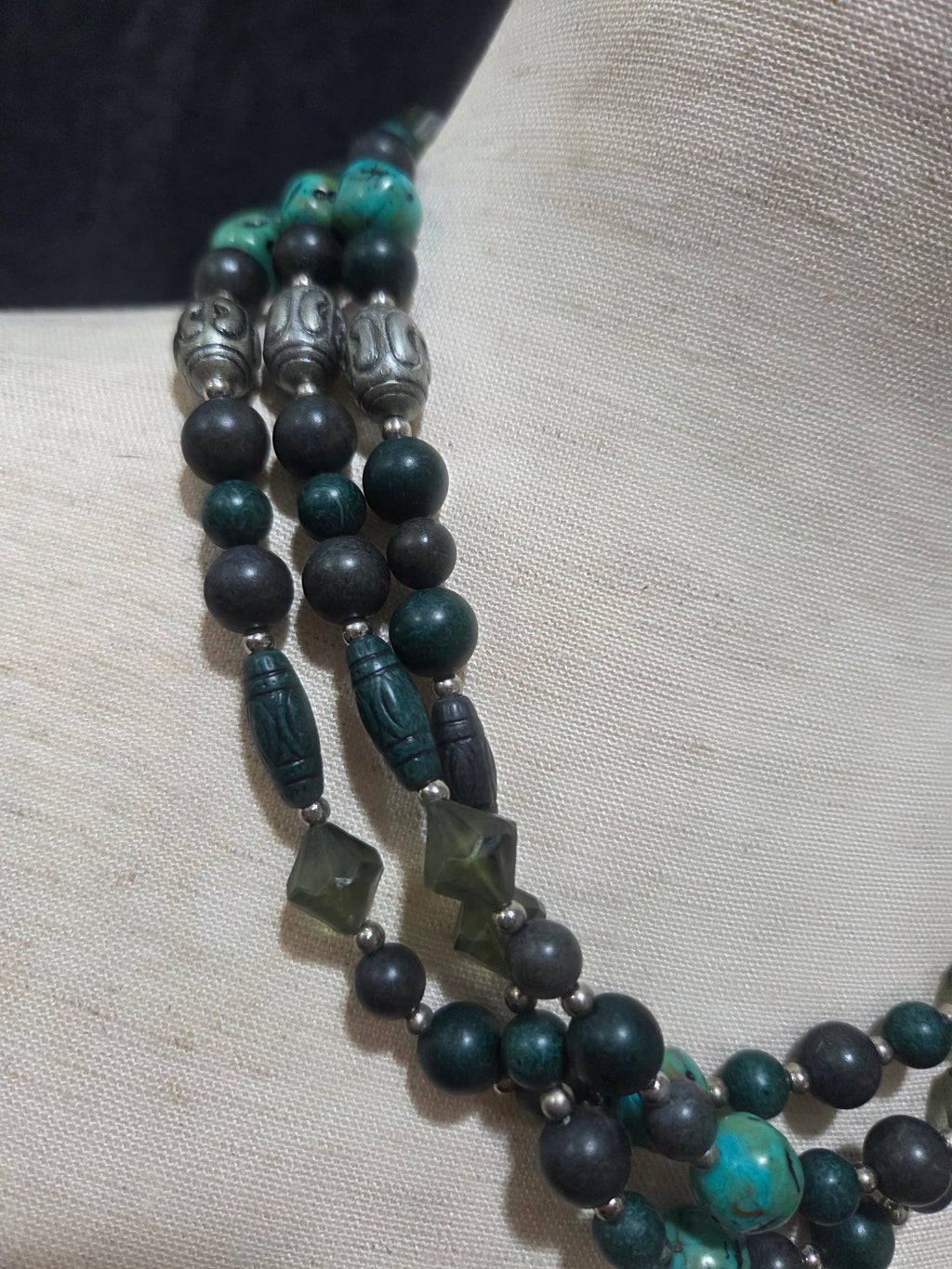 Faux Turquoise Multistrand Necklace