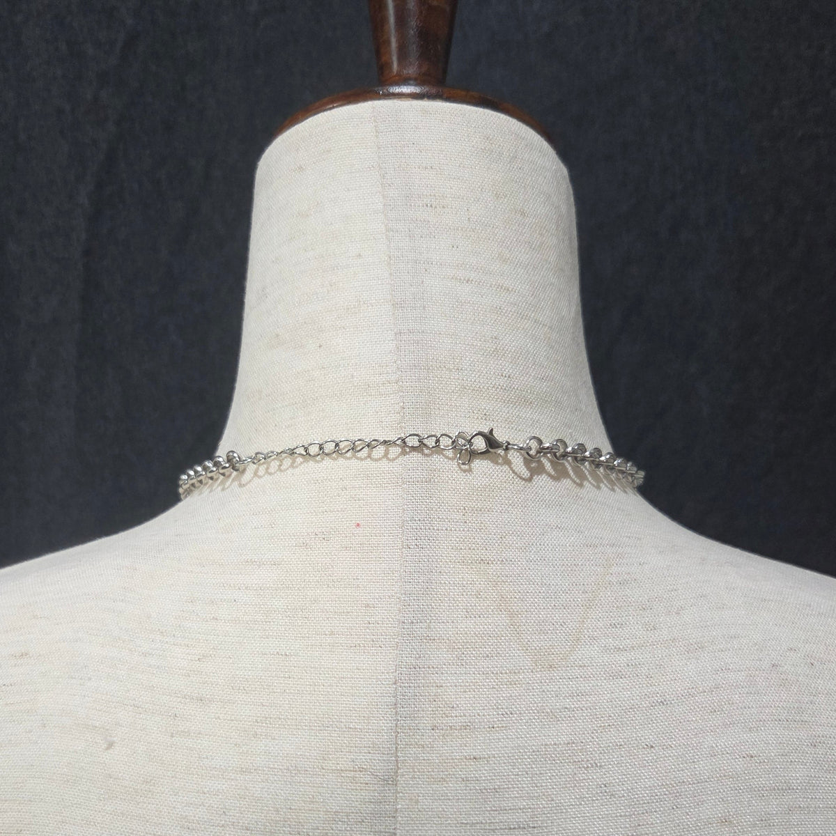 Silver Toned and Blue Beaded Necklace