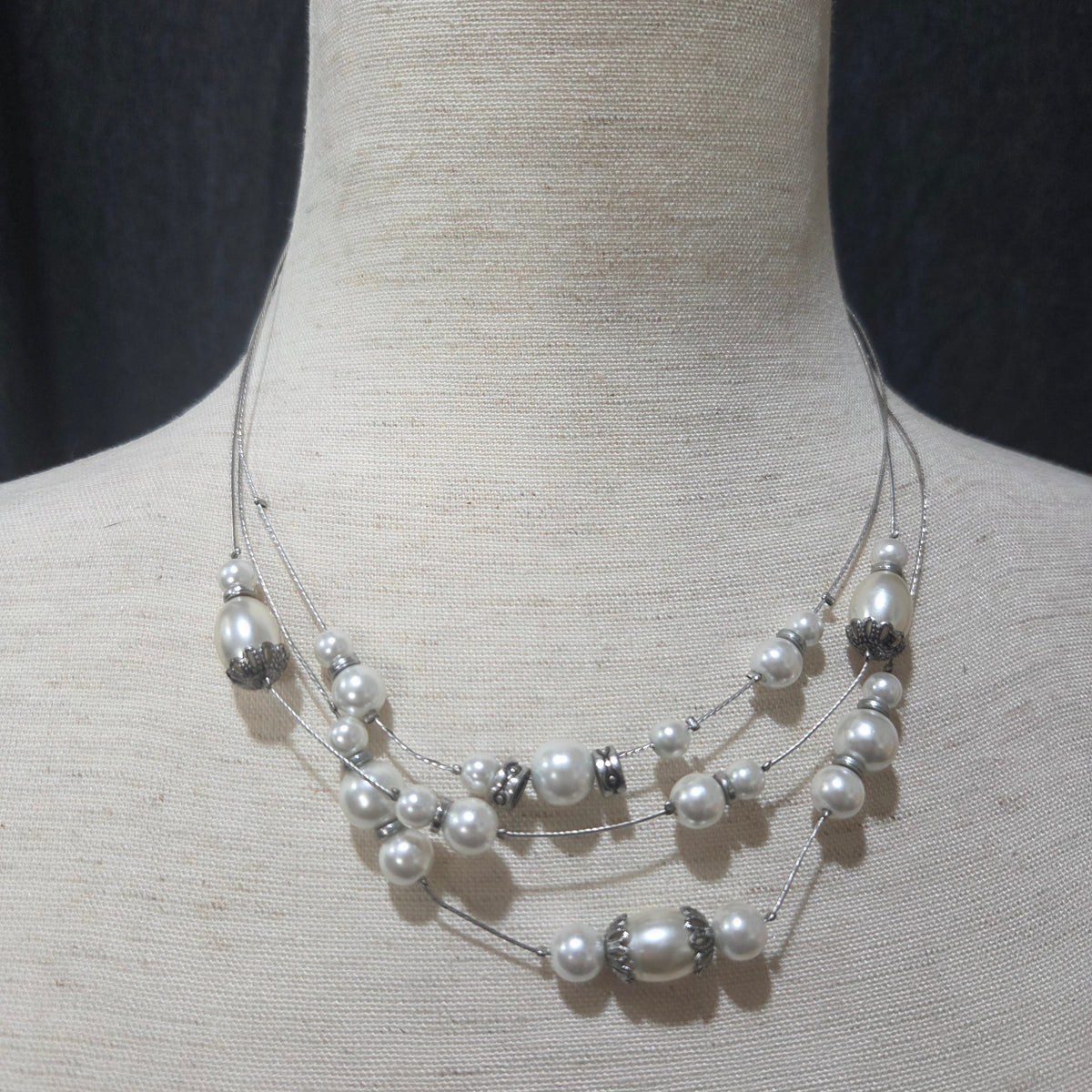 Imitation Pearl Tiered Necklace