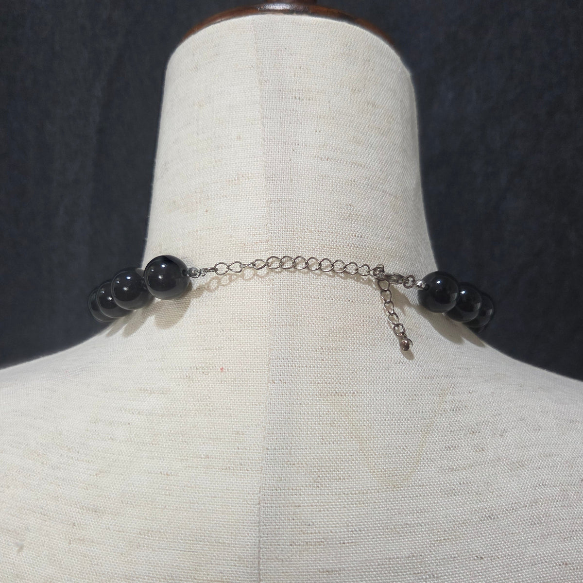 Black Beaded Short Necklace