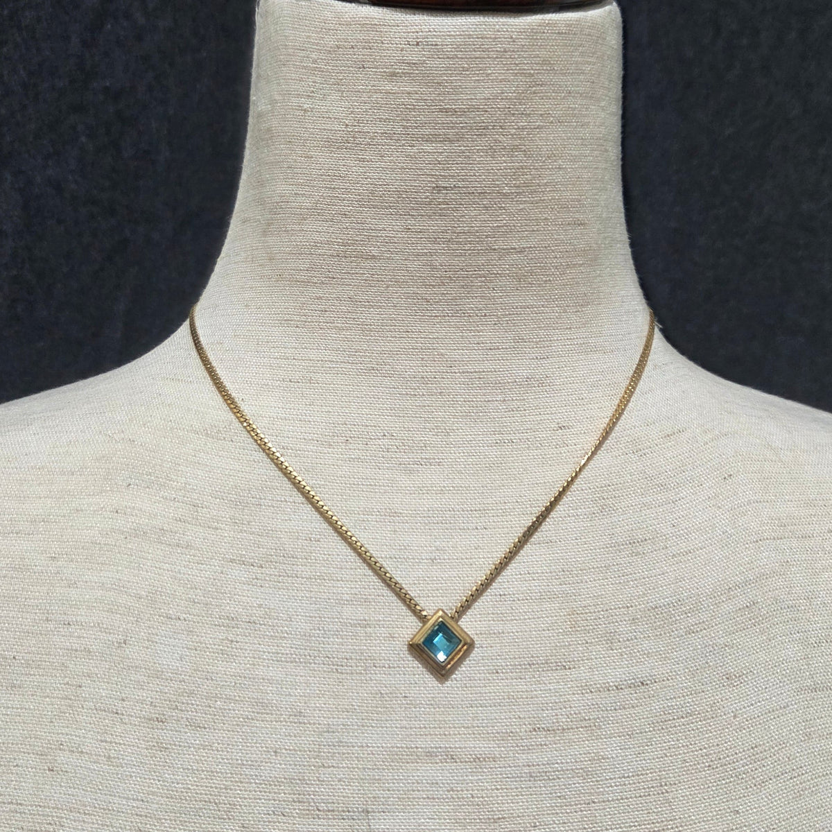 Avon | Vintage Gold Toned Chain With Blue Stone