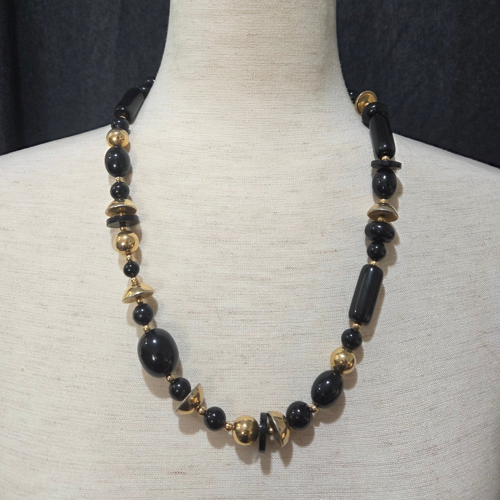 Black and Gold Beaded Necklace
