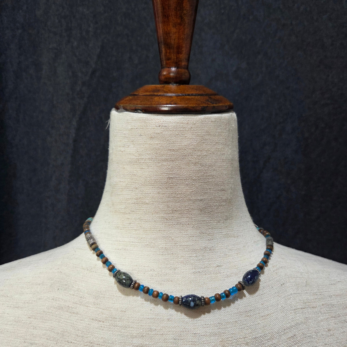 Boho Blue and Brown Necklace