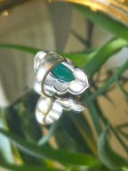 Sterling Silver and Green Cabochon Ring Sz 6