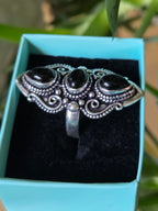 Sterling Silver and Black Cabochon Ring Sz 7.5