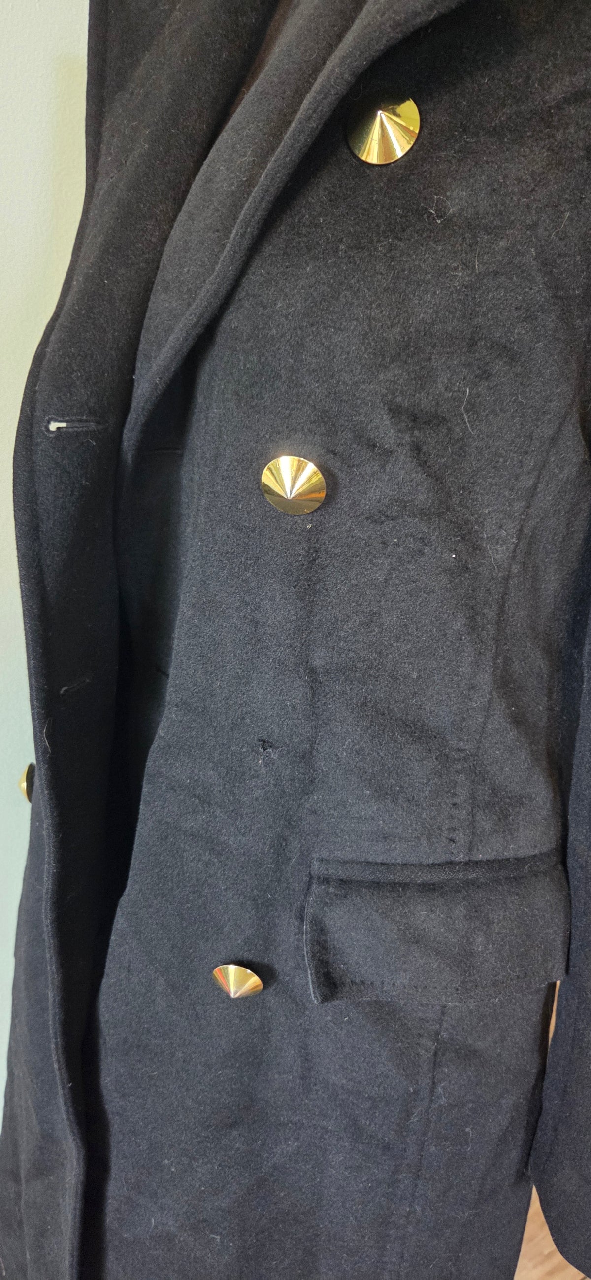 Theory | Black Wool, Angora, Cashmere Blend Double-Breasted Coat