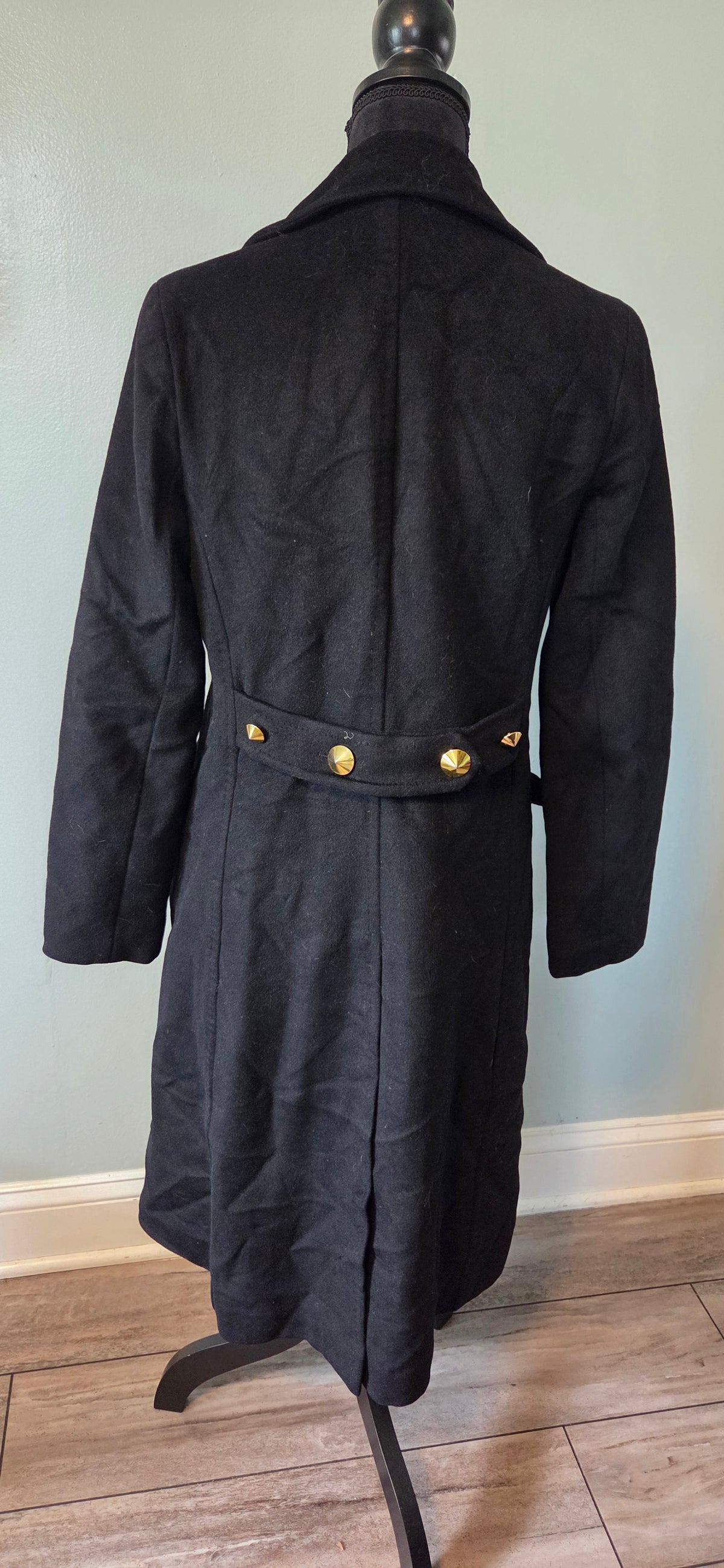 Theory | Black Wool, Angora, Cashmere Blend Double-Breasted Coat