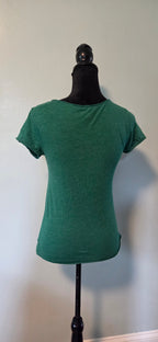 Zine | Lightweight Green Cotton V Neck T Shirt