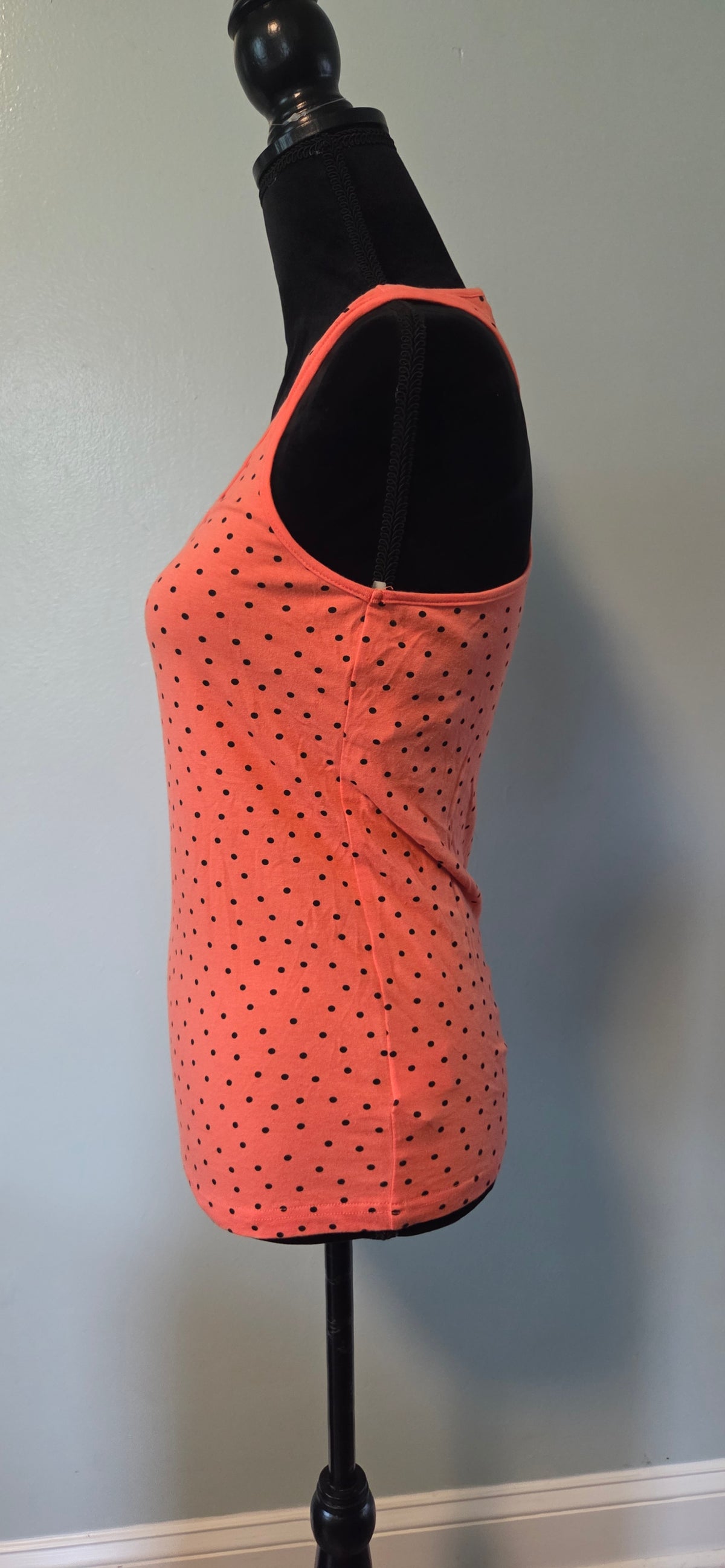 Margaret | Orange and Black Polka Dot Racerback Tank