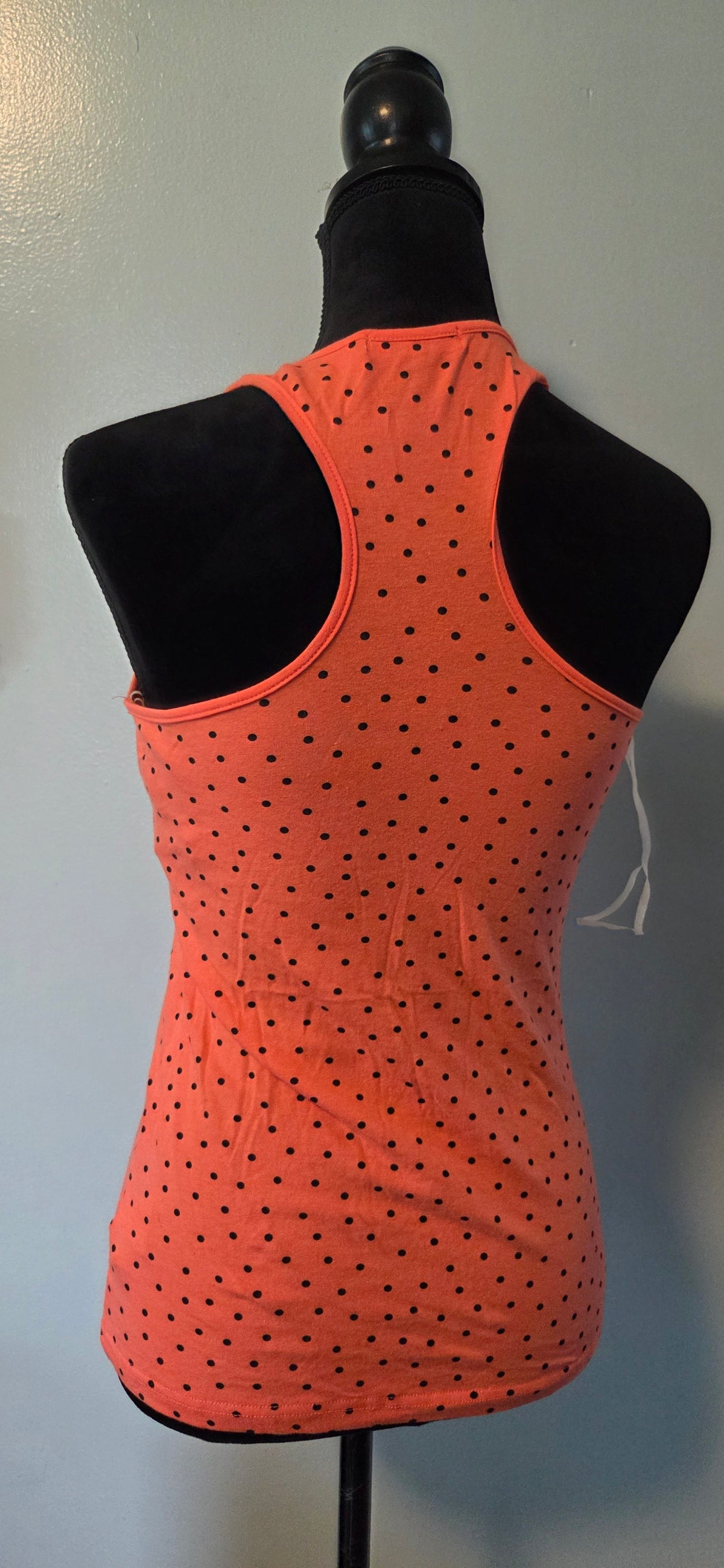 Margaret | Orange and Black Polka Dot Racerback Tank