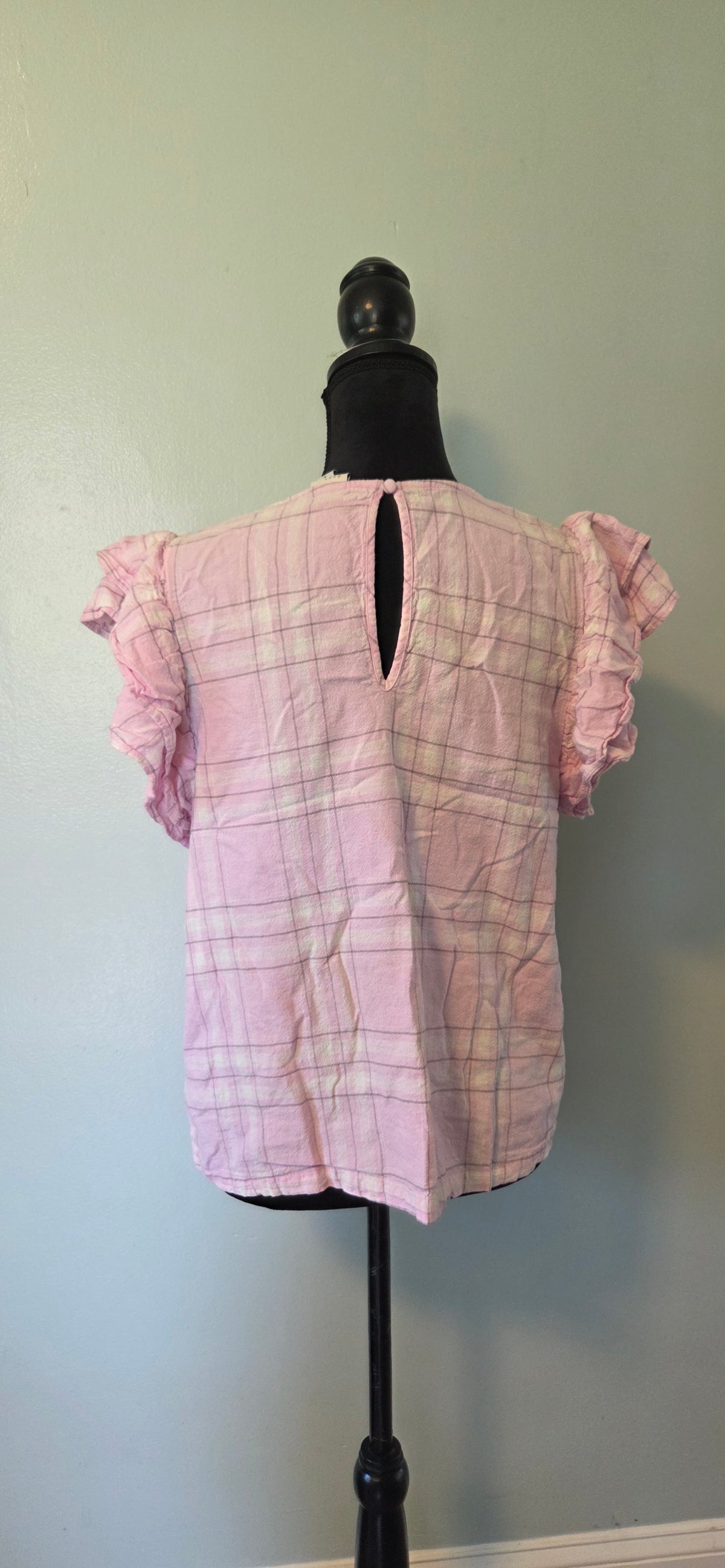 a new day | Pink Plaid Linen Blend Blouse