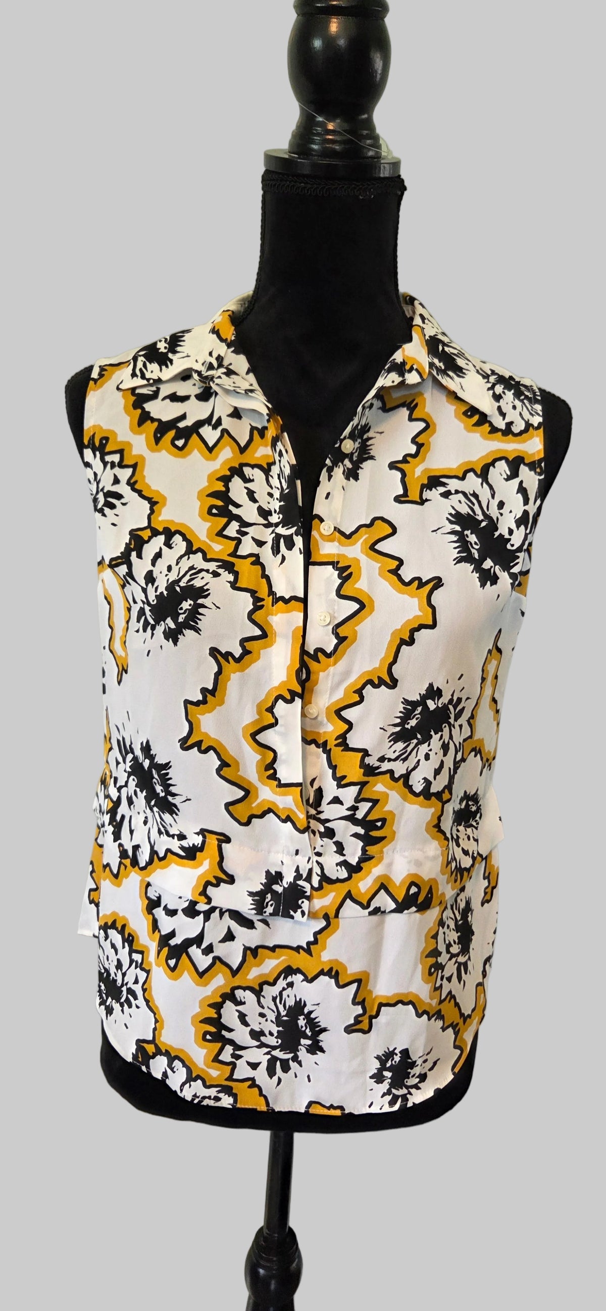 metaphor | White, Black and Yellow Floral Blouse