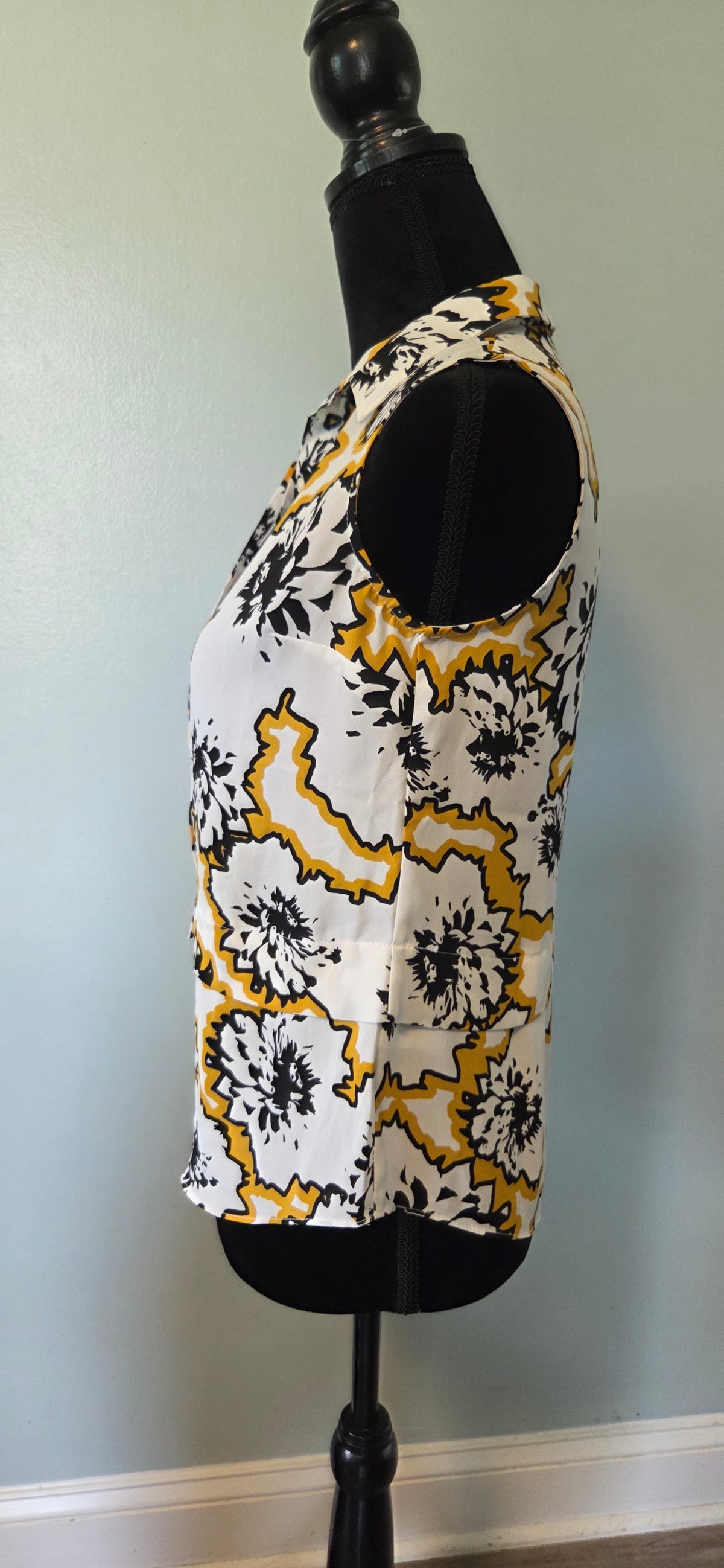 metaphor | White, Black and Yellow Floral Blouse