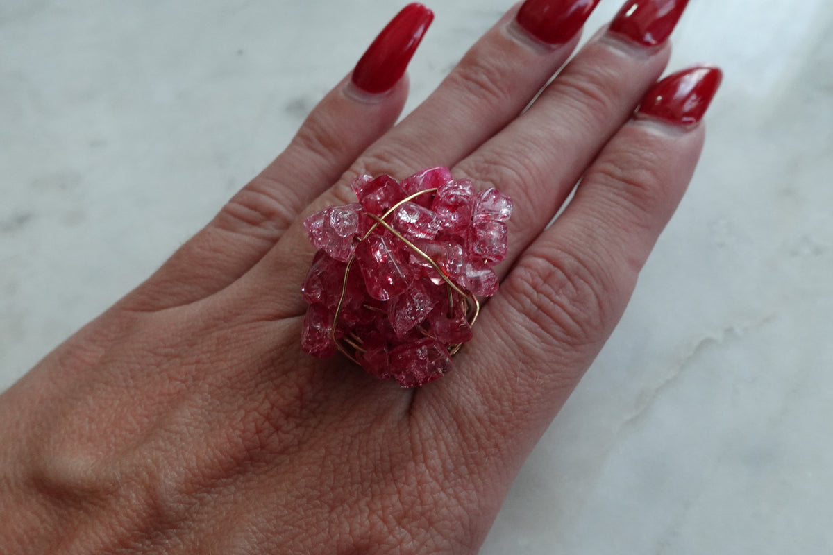 Wire wrapped Gem Cluster Ring