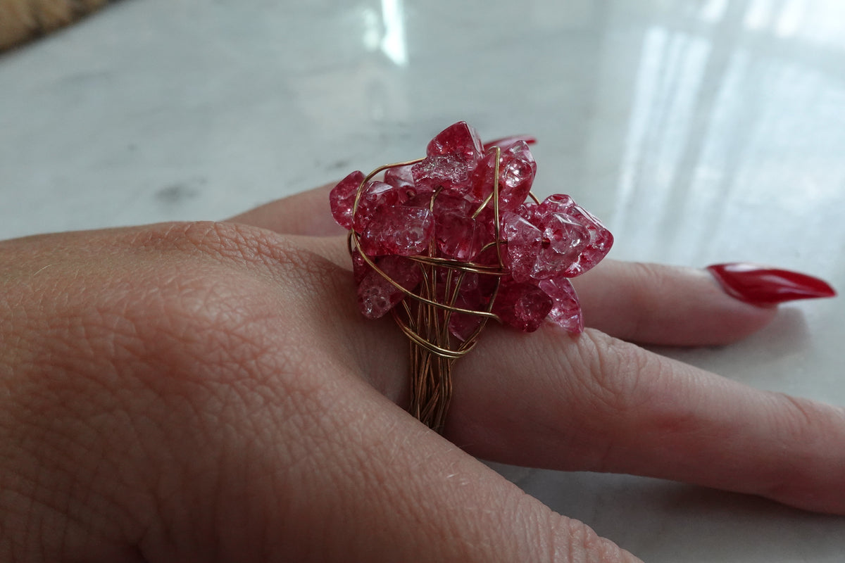 Wire wrapped Gem Cluster Ring