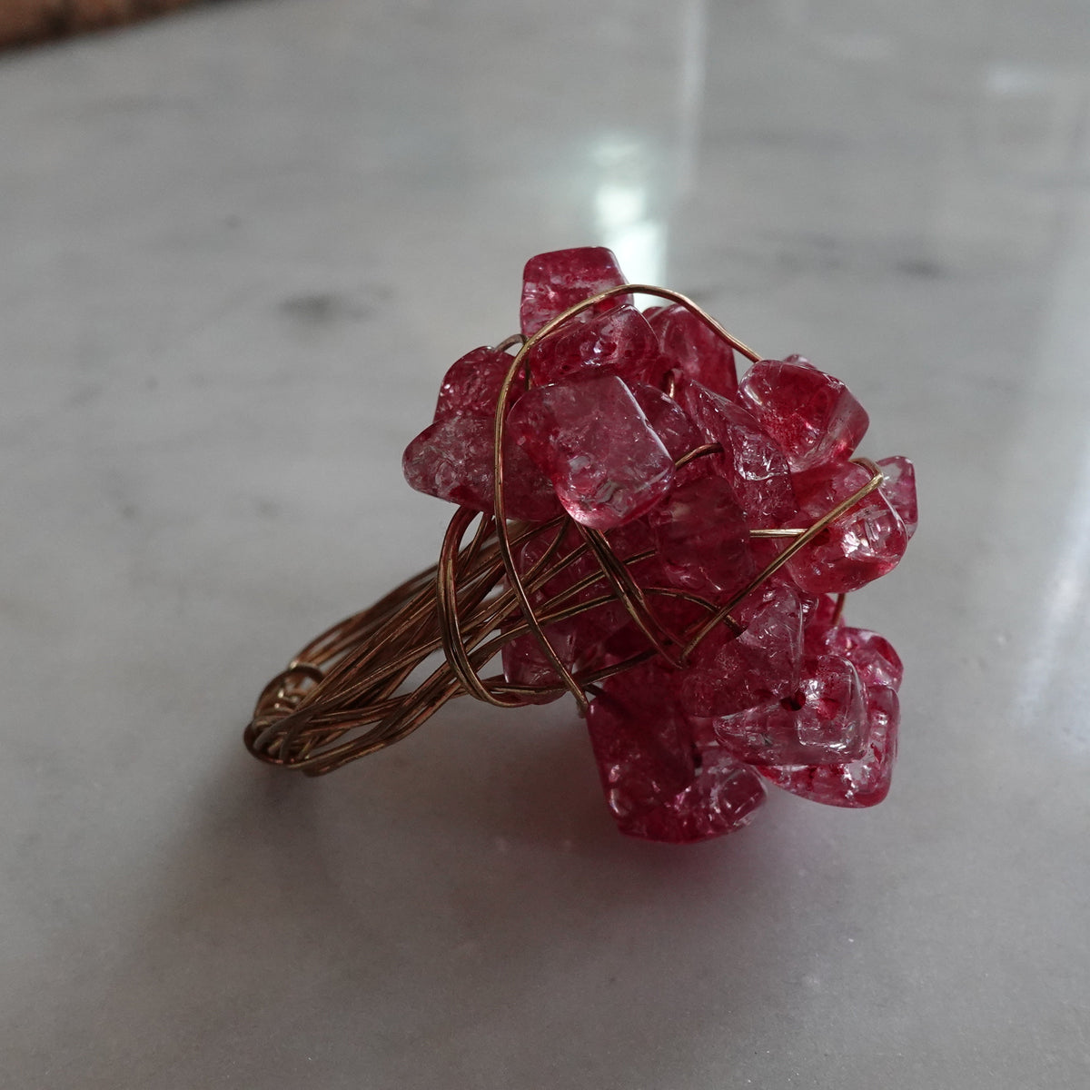 Wire wrapped Gem Cluster Ring