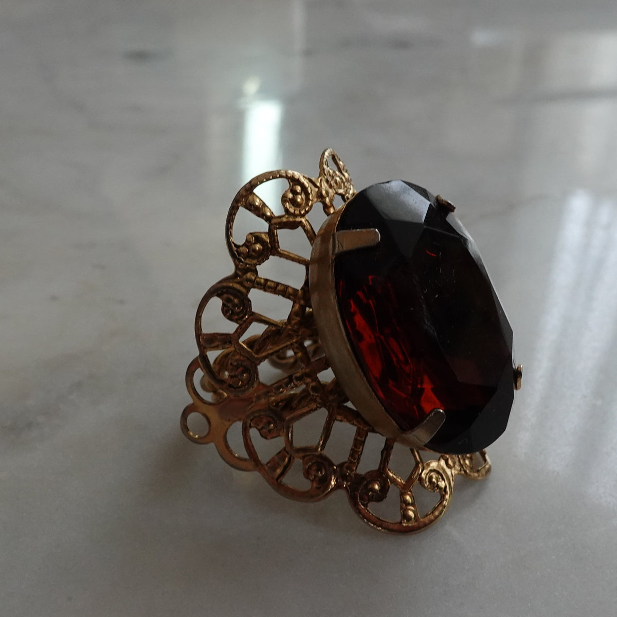 Adjustable Dark Amber Ring