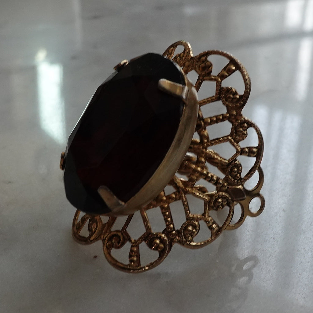 Adjustable Dark Amber Ring