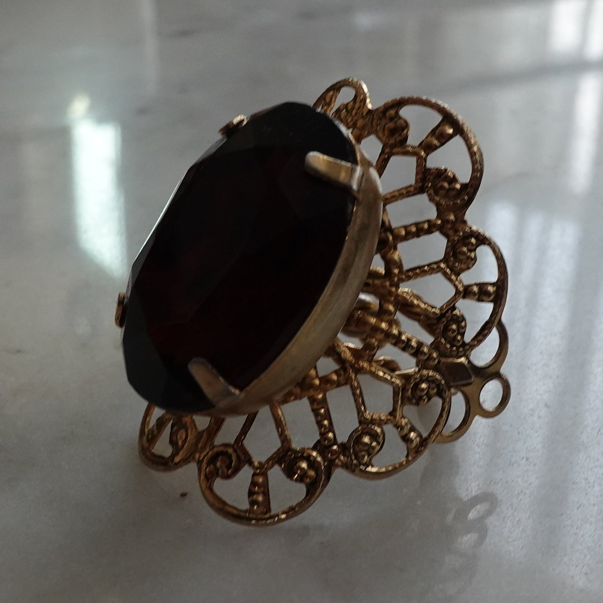 Adjustable Dark Amber Ring