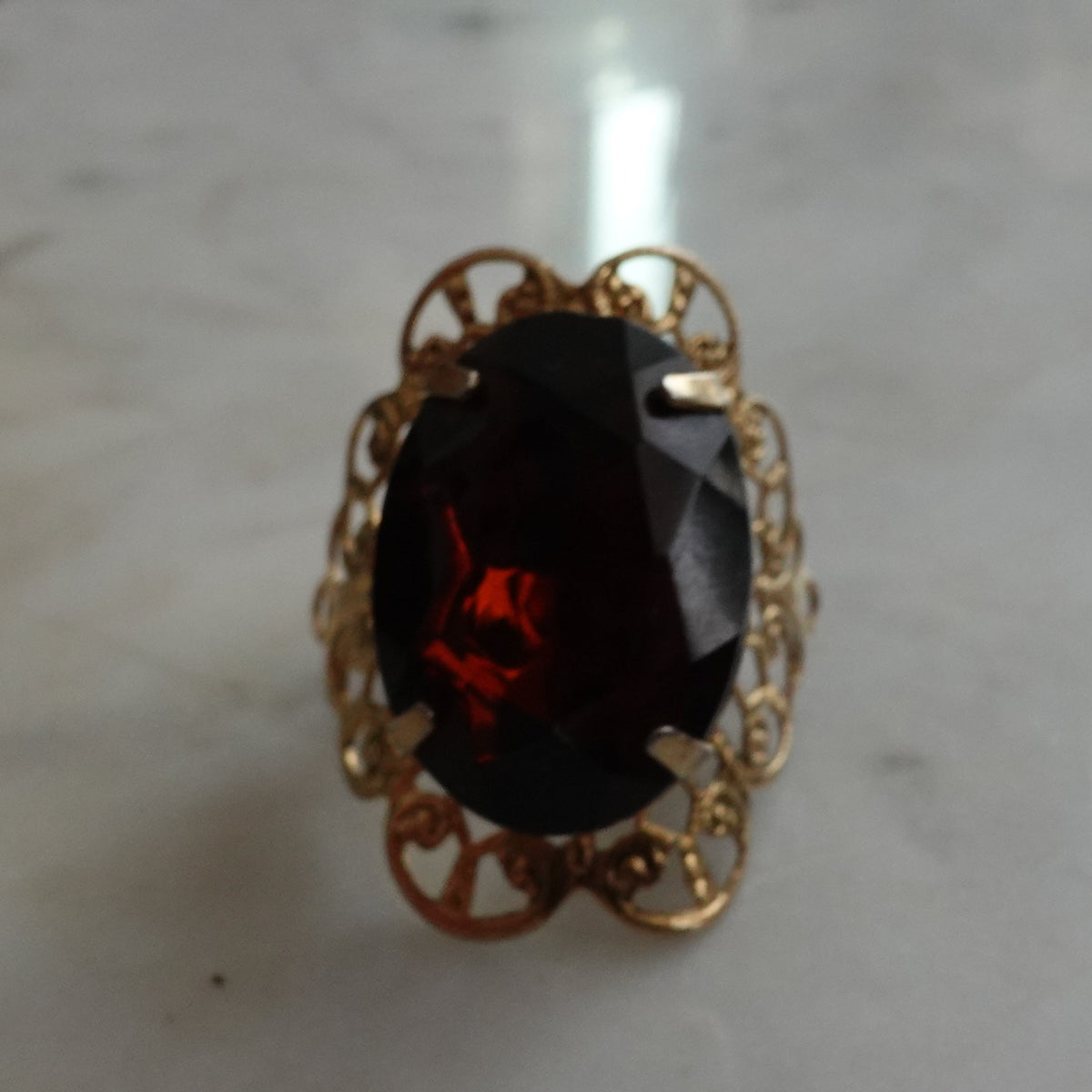 Adjustable Dark Amber Ring