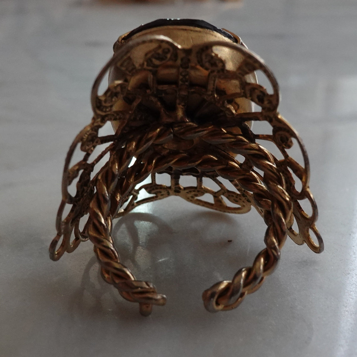 Adjustable Dark Amber Ring