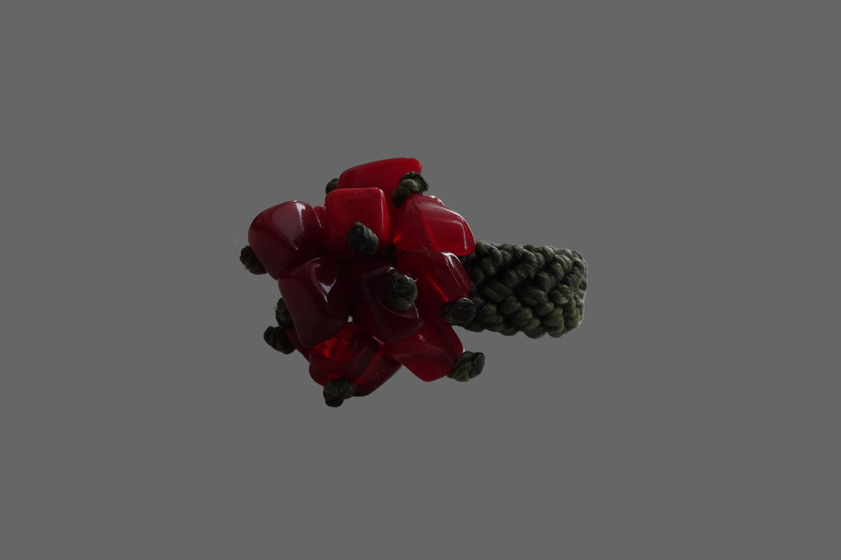 Braided Green and Red Ring