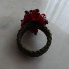 Braided Green and Red Ring