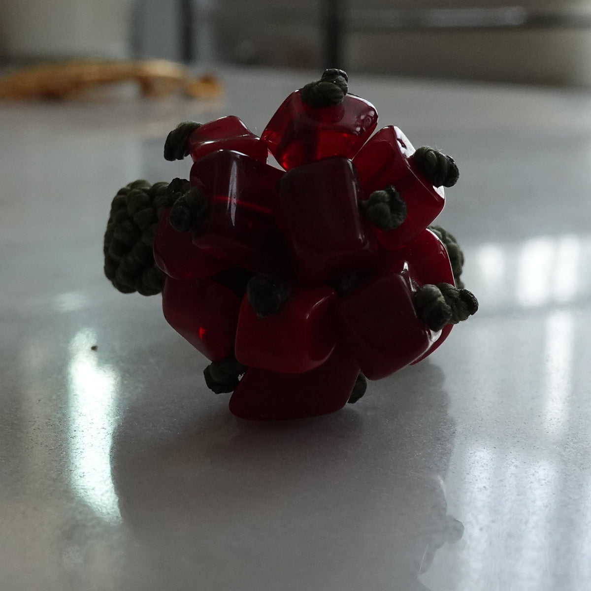 Braided Green and Red Ring