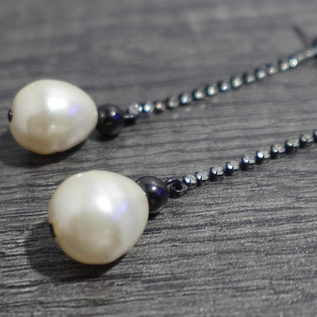 Faux Pearl Long Drop Earrings