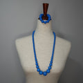 Exaggerated Blue Beaded Necklace & Bracelet Set